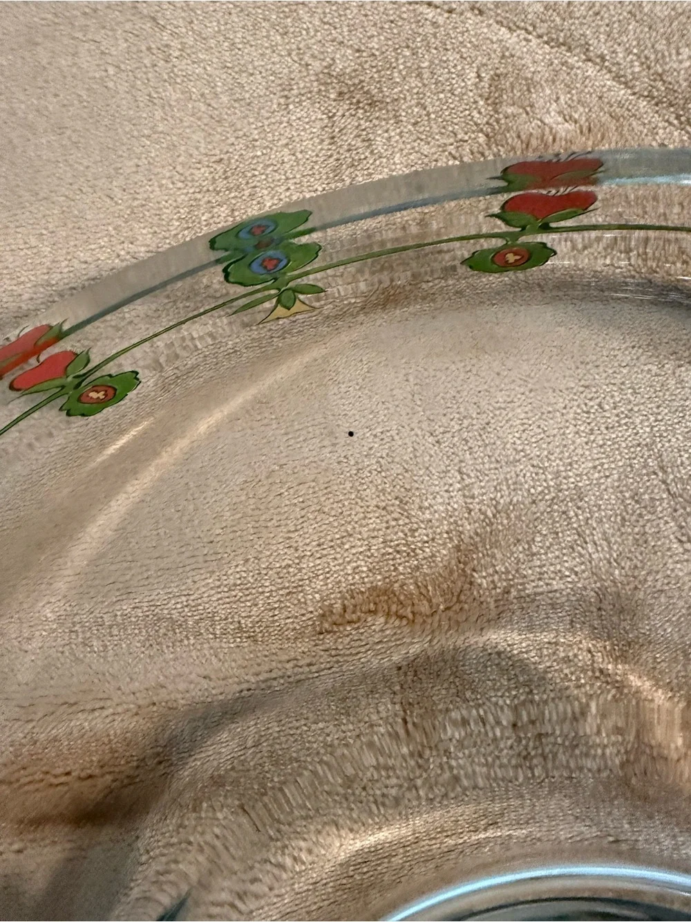 Glass Divided Server with Colorful Floral Motif
